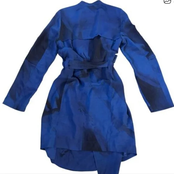 Aritzia Babaton Draped Trench Coat Blue - Picture 2 of 8